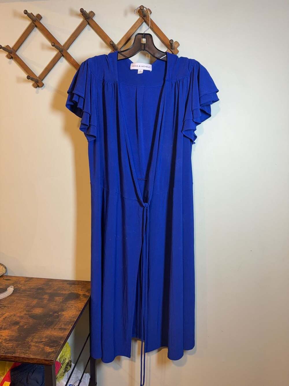Emma & Michele Royal Blue Flutter Sleeve Midi Dress Size PL
